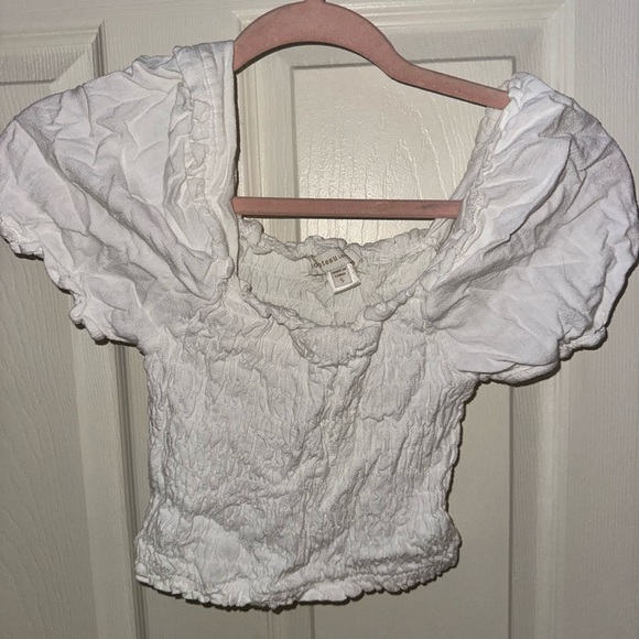 Chateau Tops - Chateau White Smocked Puff Sleeve Blouse